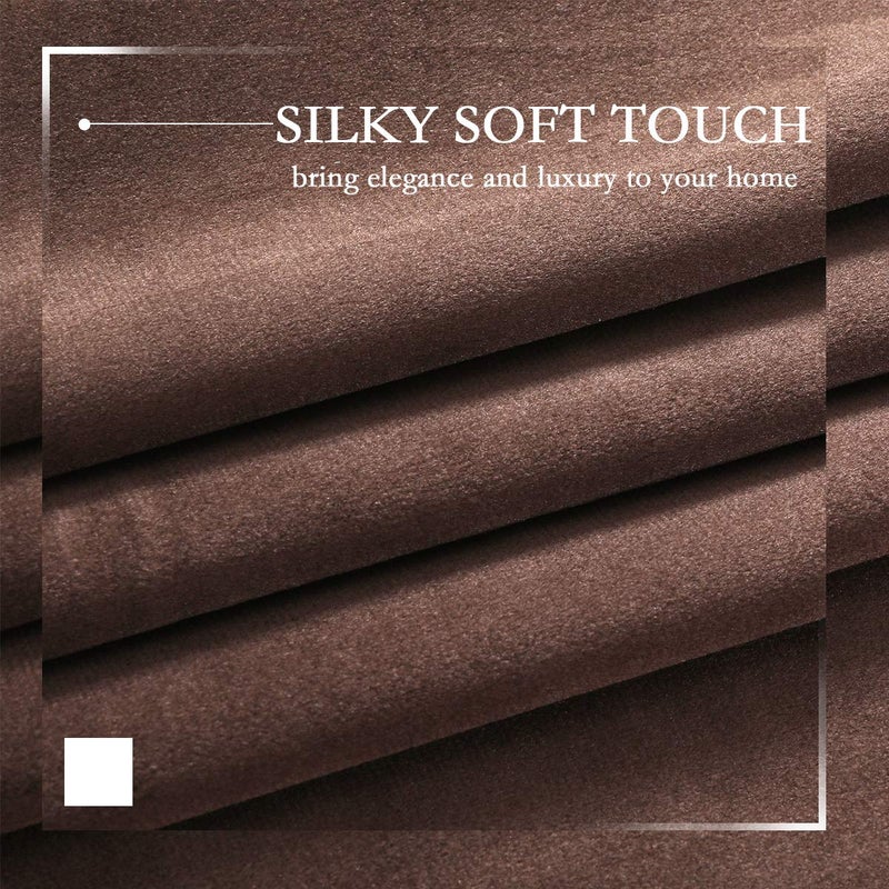 SPXTEX Brown Velvet Blackout Curtains - 108 Inch Long, Light Blocking Grommet Window Curtain Panels Set of 2, Heat Insulated, Thermal - Image 3